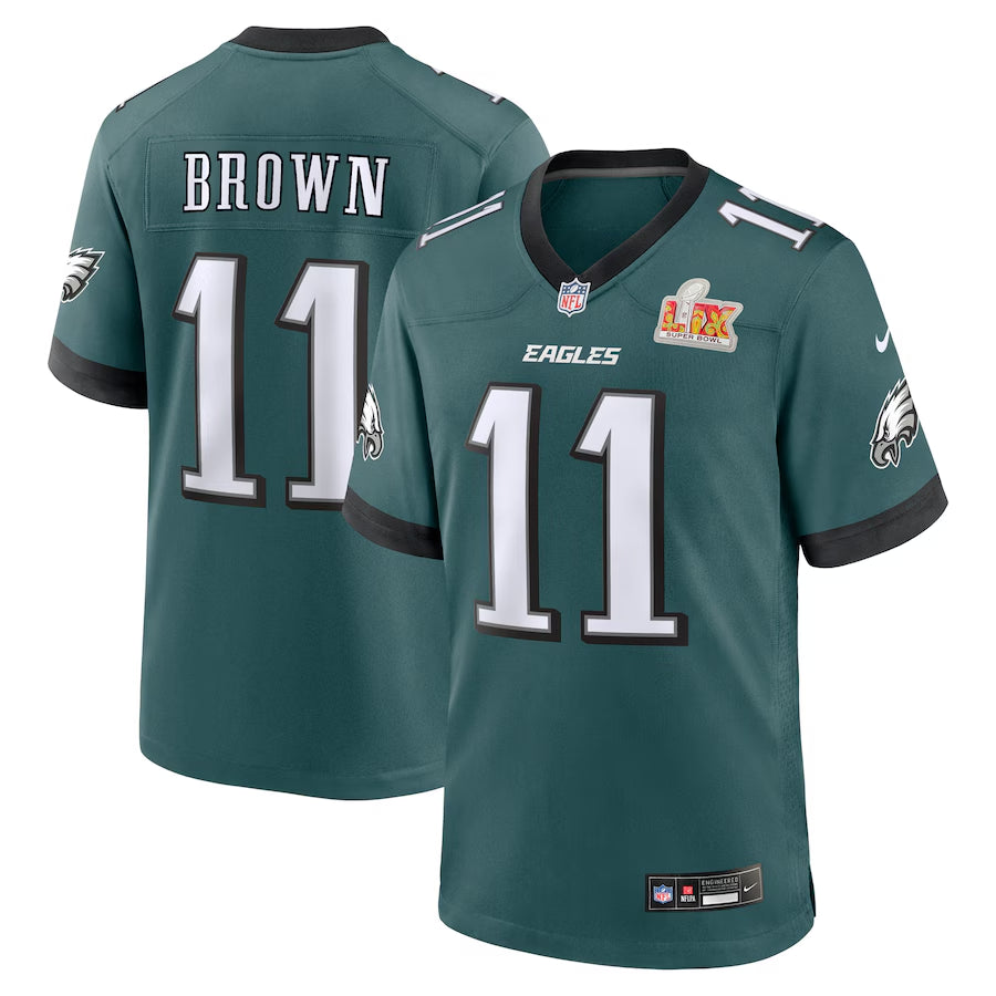 Men’s Philadelphia Eagles A.J. Brown #11 Midnight Green Super Bowl LIX Jersey