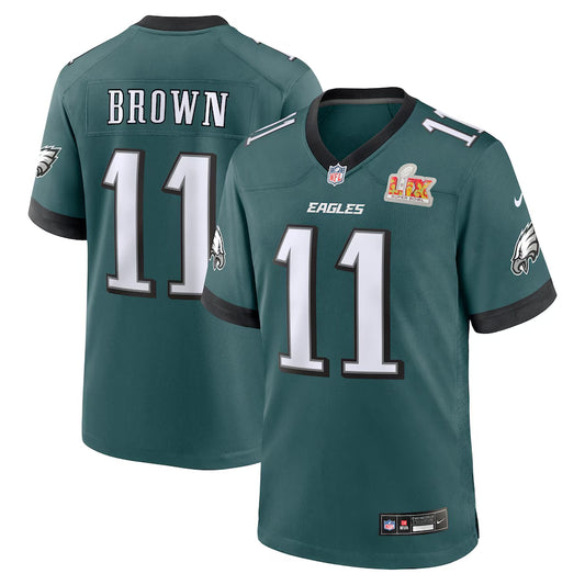 Men’s Philadelphia Eagles A.J. Brown #11 Midnight Green Super Bowl LIX Jersey