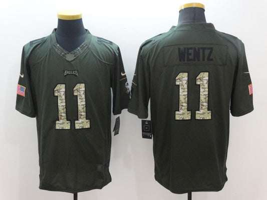 Men’s Philadelphia Eagles Carson Wentz #11 Army Green Jersey