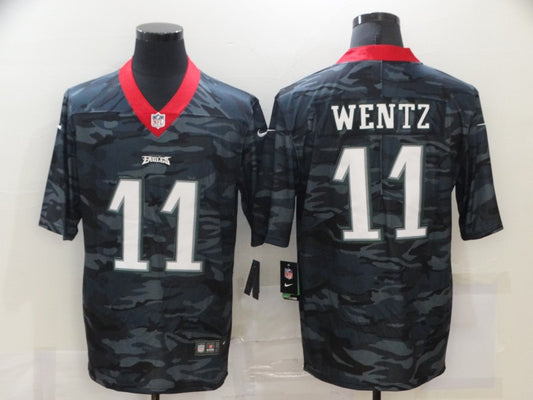 Men’s Philadelphia Eagles Carson Wentz #11 Grey Camouflage Jersey
