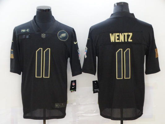 Men’s Philadelphia Eagles Carson Wentz Black 2020 Salute To Service Limited Jersey