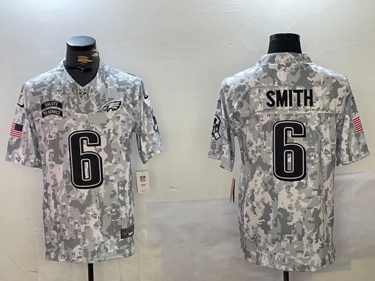 Men’s Philadelphia Eagles DeVonta Smith #6 Arctic Camo 2024 Salute to Service Limited Jersey