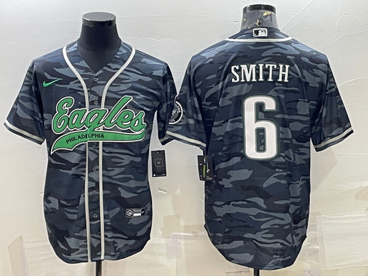 Men’s Philadelphia Eagles DeVonta Smith #6 Grey Camouflage Jersey Joint Edition