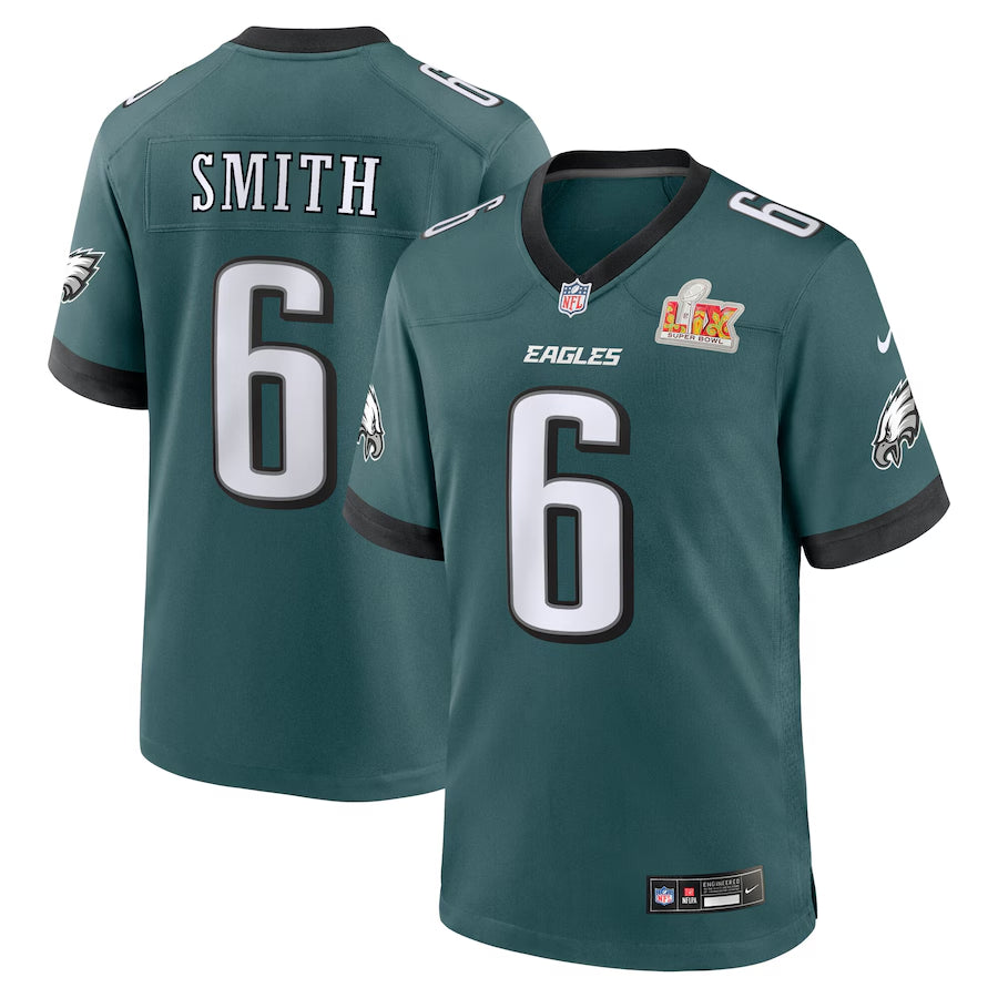 Men’s Philadelphia Eagles DeVonta Smith #6 Midnight Green Super Bowl LIX Jersey