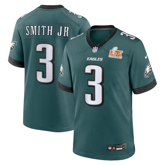 Men’s Philadelphia Eagles Nolan Smith #3 Midnight Green Super Bowl LIX Jersey