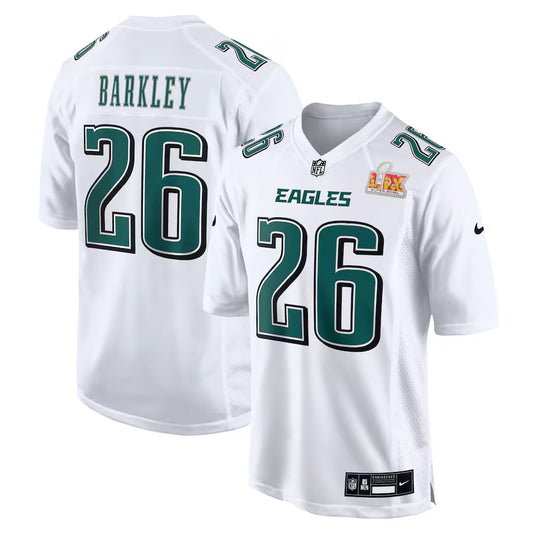 Men’s Philadelphia Eagles Saquon Barkley #26 Tundra White Super Bowl LIX Jersey