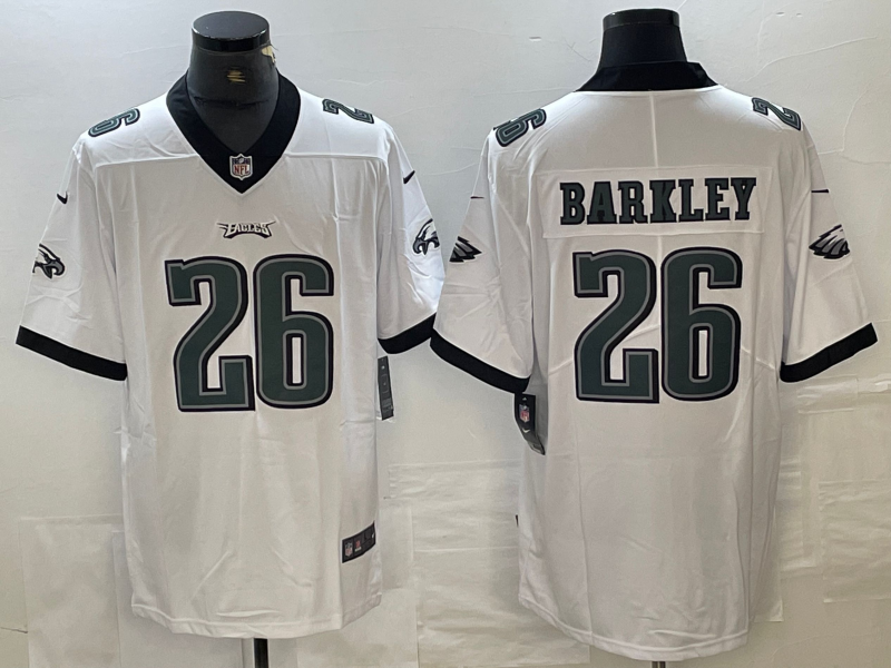 Men’s Philadelphia Eagles Saquon Barkley #26 White Jersey