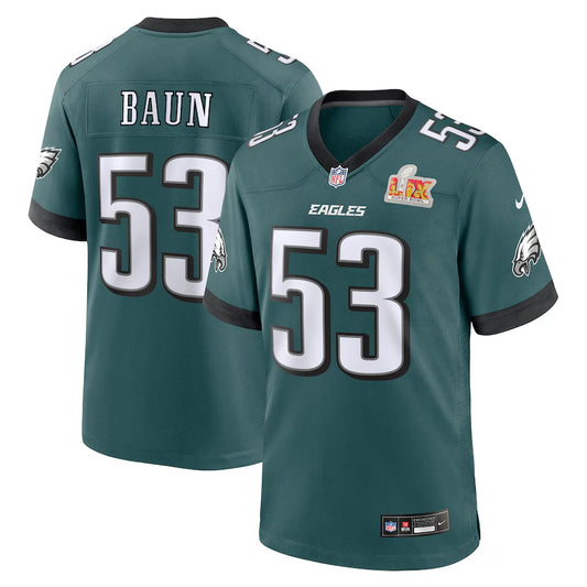 Men’s Philadelphia Eagles Zack Baun #53 Midnight Green Super Bowl LIX Jersey