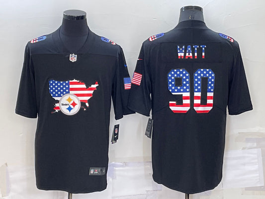 Men’s Pittsburgh Steelers #90 T.J. Watt Black Alternate Jersey