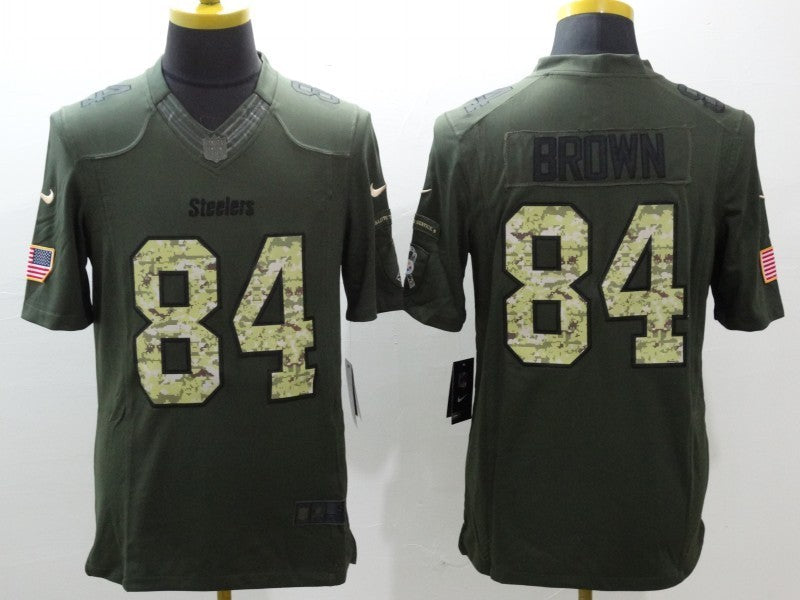 Men’s Pittsburgh Steelers Antonio Brown #84 Army Green Jersey