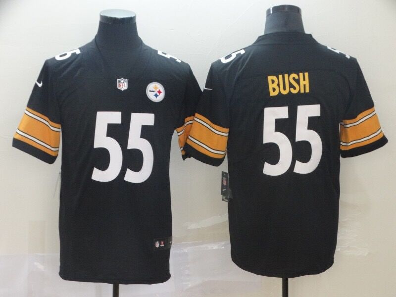 Men’s Pittsburgh Steelers Devon Bush Jr. #55 Black Jersey