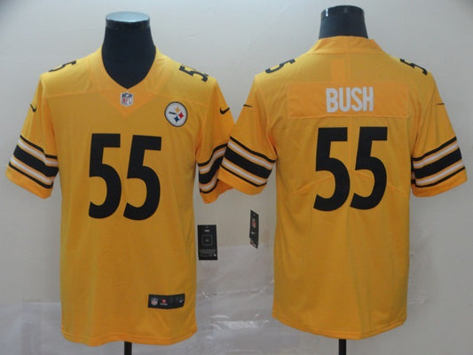 Men’s Pittsburgh Steelers Devon Bush Jr. #55 Gold Inverted Team Jersey