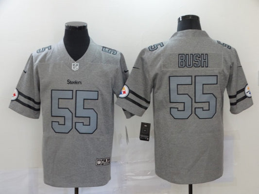 Men’s Pittsburgh Steelers Devon Bush Jr. #55 Gray Jersey