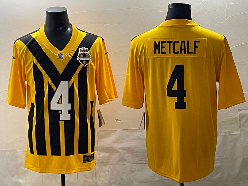 Men’s Pittsburgh Steelers DK Metcalf #4 Gold Alternate 1933 Throwback Jersey