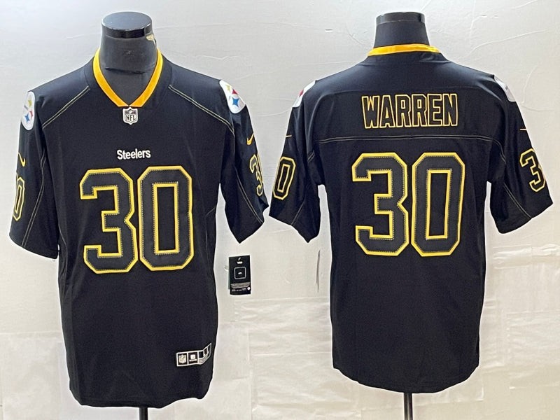 Men’s Pittsburgh Steelers Jaylen Warren #30 Black Alternate Jersey
