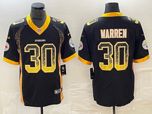Men’s Pittsburgh Steelers Jaylen Warren #30 Black Jersey