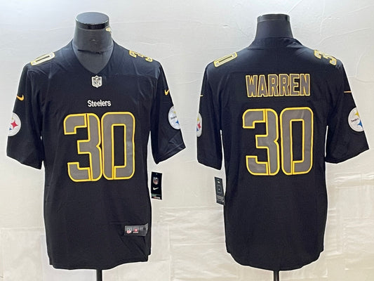 Men’s Pittsburgh Steelers Jaylen Warren #30 Black Jersey