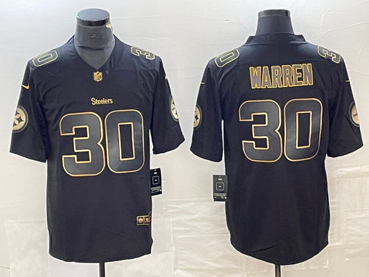 Men’s Pittsburgh Steelers Jaylen Warren #30 Black Team Jersey