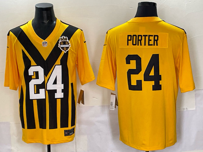 Men’s Pittsburgh Steelers Joey Porter Jr. #24 Gold Alternate 1933 Throwback Jersey