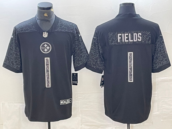 Men’s Pittsburgh Steelers Justin Fields #1 Black RFLCTV Limited Jersey
