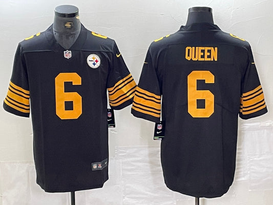 Men’s Pittsburgh Steelers Patrick Queen #6 Black Jersey