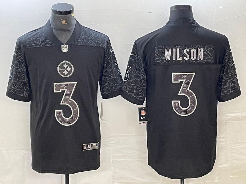 Men’s Pittsburgh Steelers Russell Wilson #3 Black RFLCTV Limited Jersey