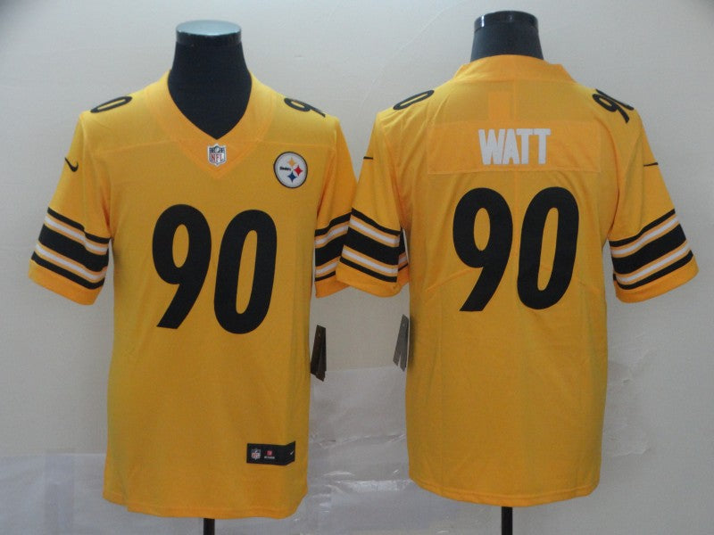 Men’s Pittsburgh Steelers T.J. Watt #90 Gold Inverted Team Jersey