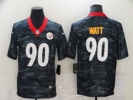 Men’s Pittsburgh Steelers T.J. Watt #90 Gray Camouflage Jersey