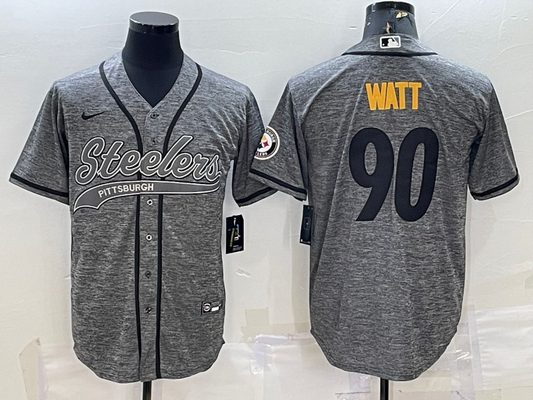 Men’s Pittsburgh Steelers T.J. Watt #90 Gray Jersey Joint edition