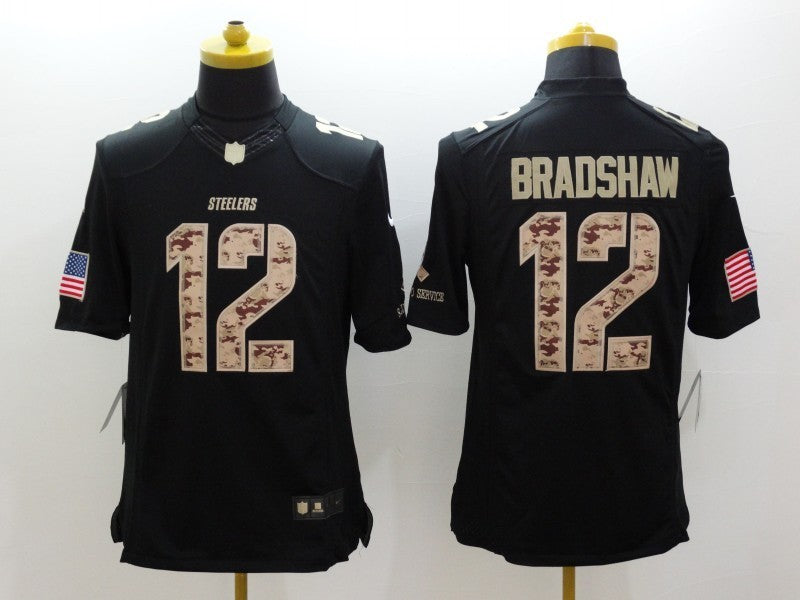 Men’s Pittsburgh Steelers Terry Bradshaw #12 Black Jersey