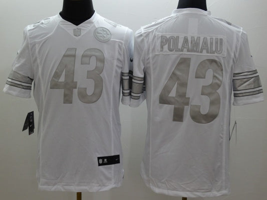 Men’s Pittsburgh Steelers Troy Polamalu #43 White Jersey