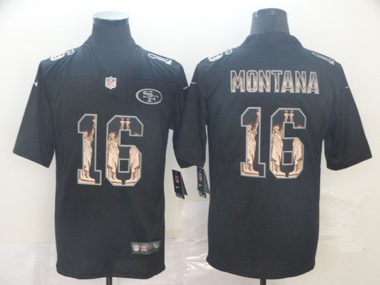 Men’s San Francisco 49ers #16 Joe Montana Black Jersey