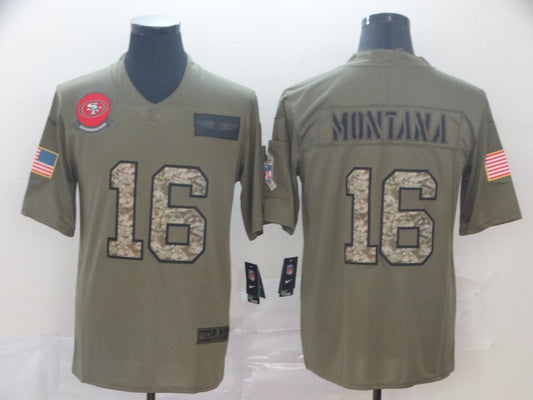 Men’s San Francisco 49ers Joe Montana #16 Brown Jersey