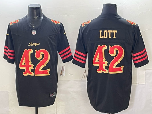 Men’s San Francisco 49ers Ronnie Lott #42 Black 2025 Rivalries Collection Limited Jersey