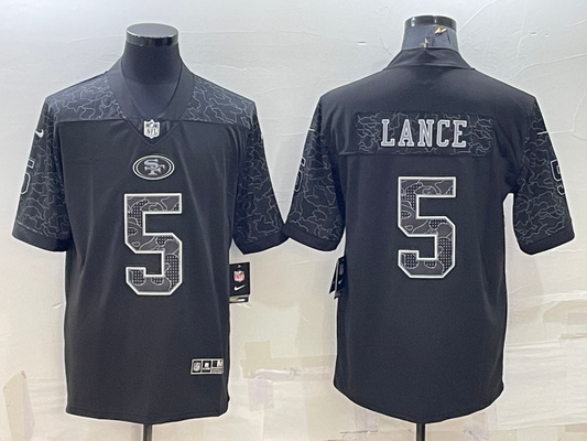 Men’s San Francisco 49ers Trey Lance #5 Black RFLCTV Limited Jersey