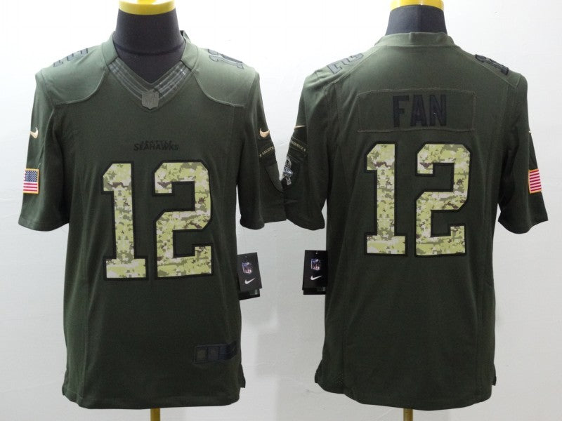 Men’s Seattle Seahawks 12th Fan Army Green Jersey