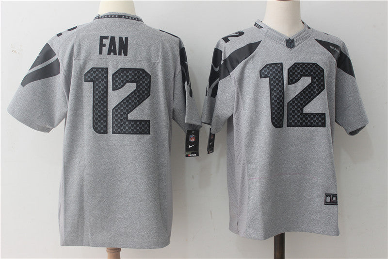 Men’s Seattle Seahawks 12th Fan Gray Jersey
