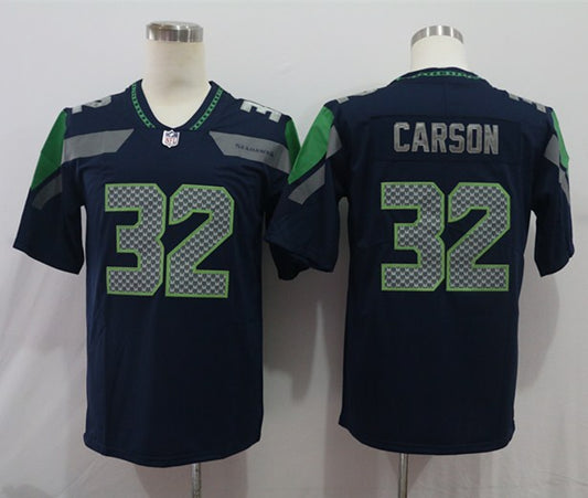 Men’s Seattle Seahawks Chris Carson #32 Navy Jersey