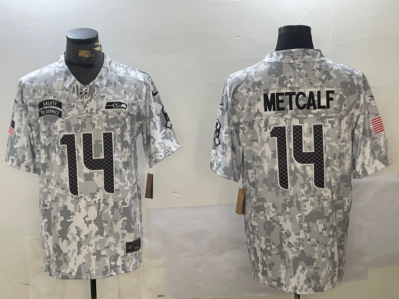Men’s Seattle Seahawks DK Metcalf #14 Arctic Camo 2024 Salute to Service Limited Jersey