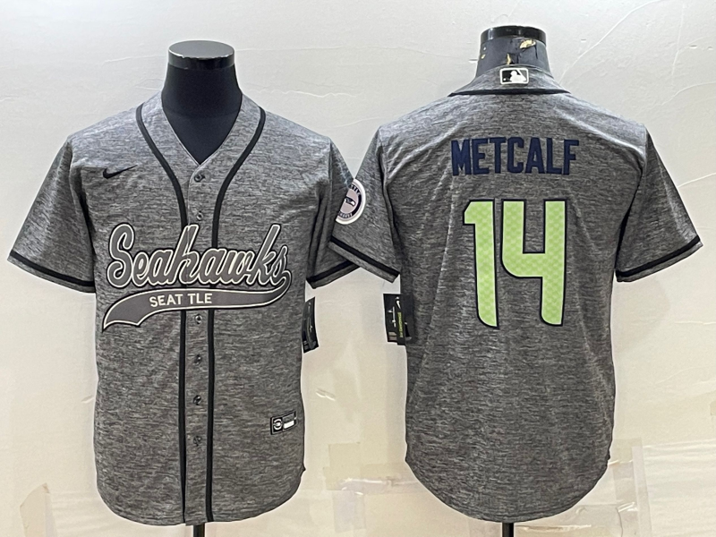 Men’s Seattle Seahawks DK Metcalf #14 Gray Jersey Joint Edition