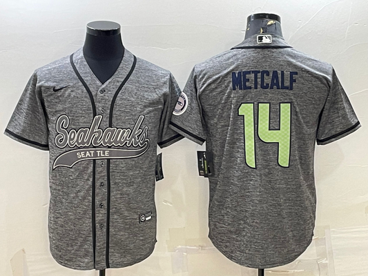 Men’s Seattle Seahawks DK Metcalf #14 Gray Jersey Joint Edition