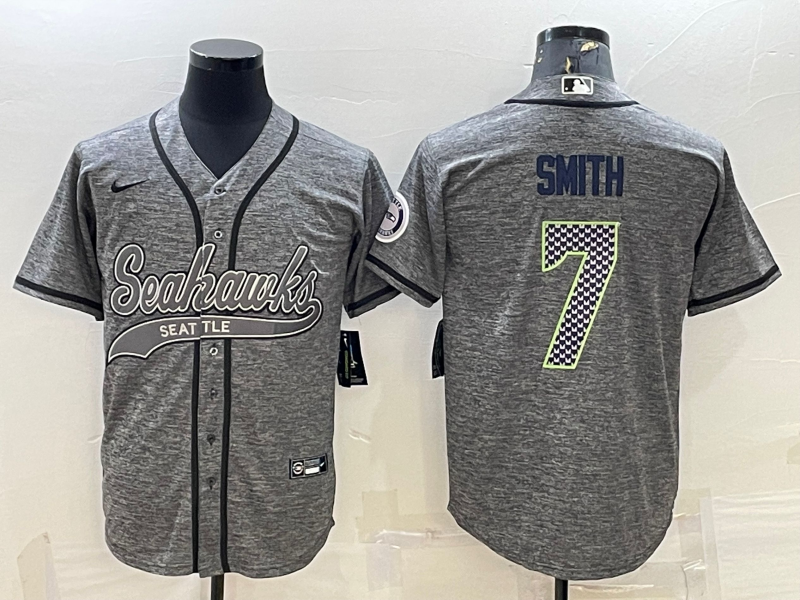 Men’s Seattle Seahawks Geno Smith #7 Gray Jersey Joint Edition