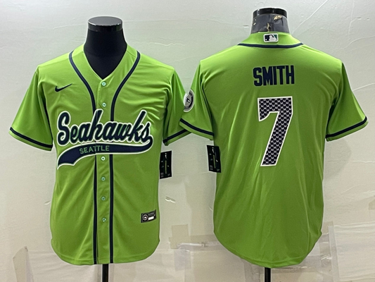 Men’s Seattle Seahawks Geno Smith #7 Green Jersey Joint Edition