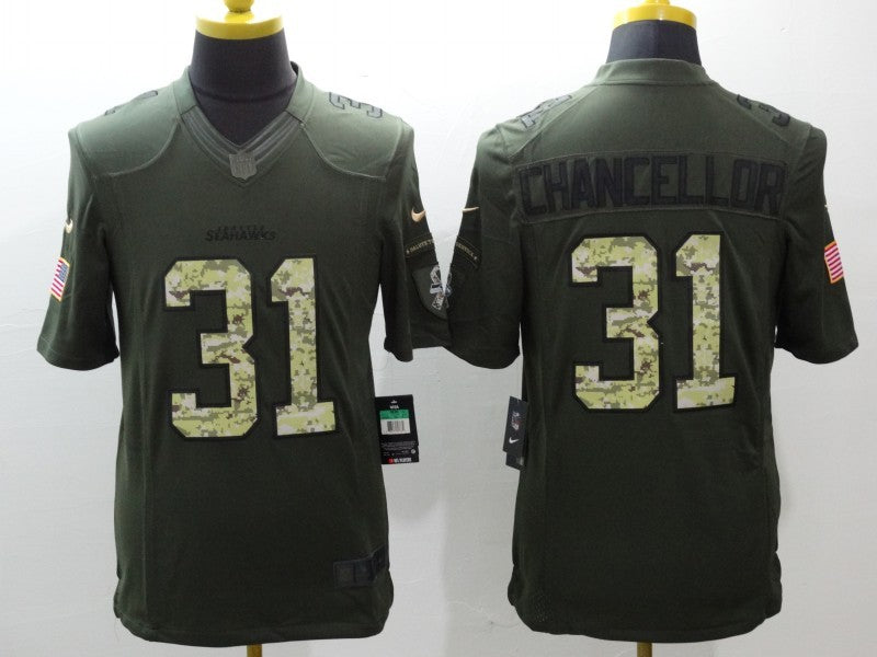 Men’s Seattle Seahawks Kam Chancellor #31 Army Green Jersey