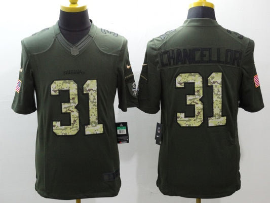 Men’s Seattle Seahawks Kam Chancellor #31 Army Green Jersey
