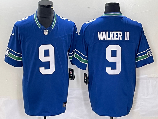 Men’s Seattle Seahawks Kenneth Walker III #9 Royal Throwback Jersey