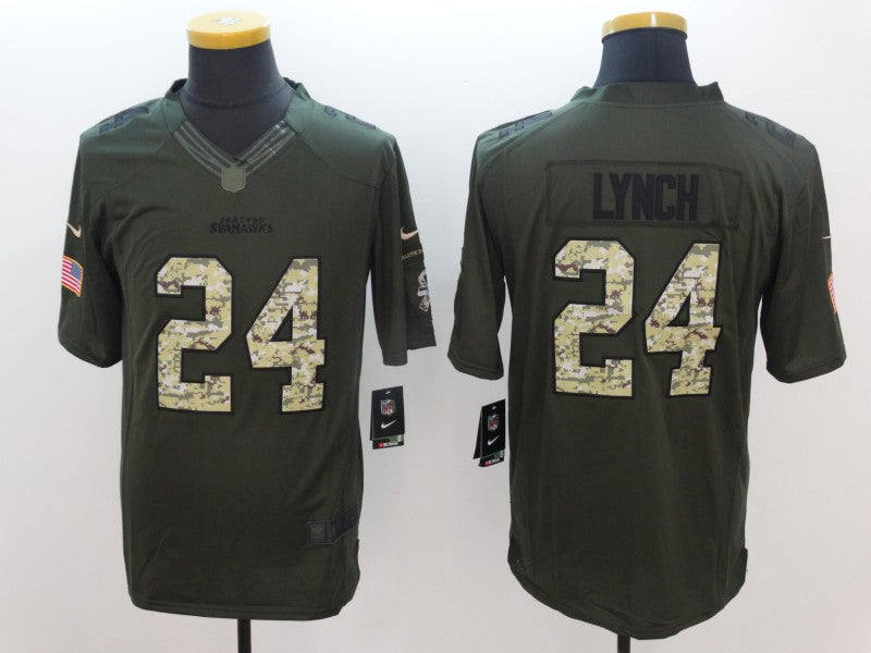Men’s Seattle Seahawks Marshawn Lynch #24 Army Green Jersey