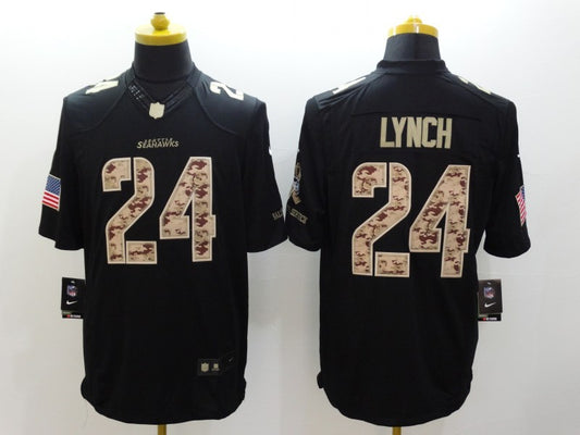 Men’s Seattle Seahawks Marshawn Lynch #24 Black Jersey