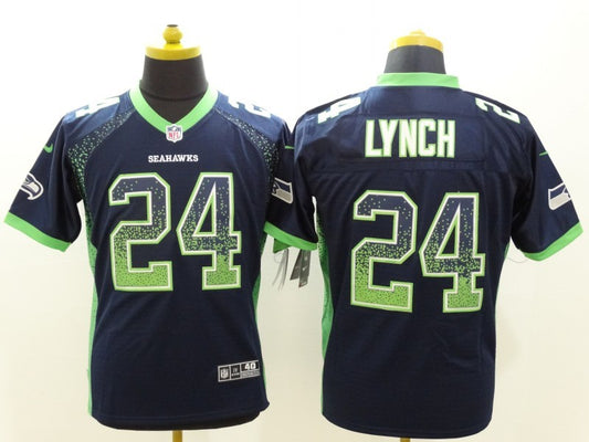 Men’s Seattle Seahawks Marshawn Lynch #24 Navy Jersey