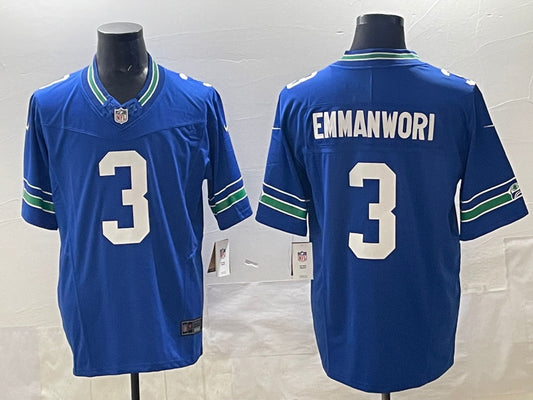 Men’s Seattle Seahawks Nick Emmanwori #3 Royal Alternate Jersey